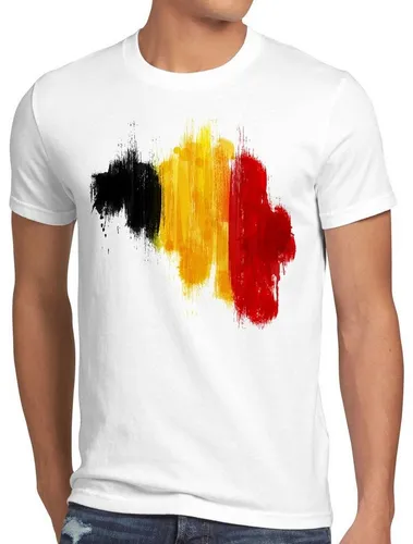 style3 Print-Shirt Herren T-Shirt Flagge Belgien Fußball Sport Belgium WM EM Fahne