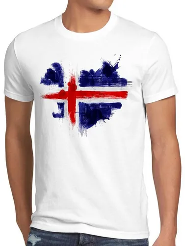 style3 Print-Shirt Herren T-Shirt Flagge Island Fußball Sport Iceland WM EM Fahne