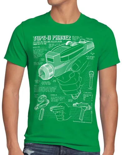 style3 Print-Shirt Herren T-Shirt Phaser 2265 Blaupause NCC-1701 trek trekkie star