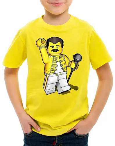 style3 Print-Shirt Kinder T-Shirt I want to brick free freddie rock you baustein