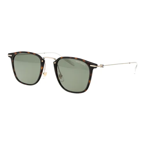 Stylische Sonnenbrille MB0295S,Herren Sonnenbrille mit quadratischem Acetatrahmen in dunkelbrauner Schildpatt-Optik Montblanc