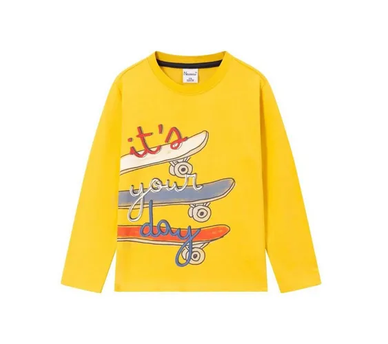 suebidou Longsleeve Langarmshirt T-Shirt Langarm gelb mit Print für Jungen
