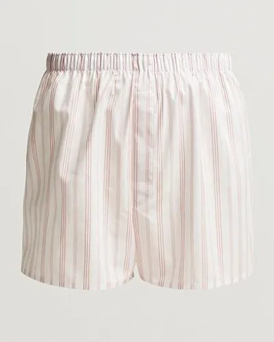 Sunspel Woven Cotton Boxers Pale Pink Stripe