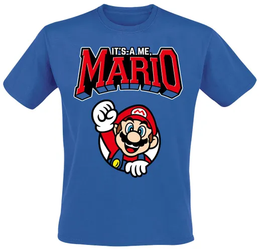 Super Mario Varsity T-Shirt blau in L