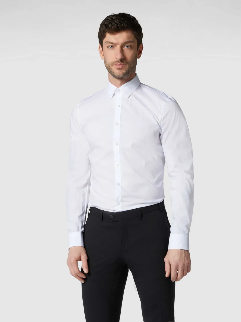 Super Slim Fit Business-Hemd aus Popeline mit extra langem Arm