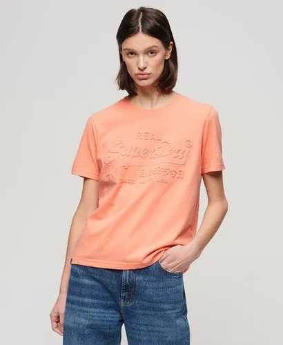Superdry Damen Lässiges T-Shirt mit Prägung Pink
