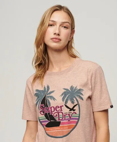Superdry Damen Orange Lässiges Outdoor T-Shirt mit Streifen