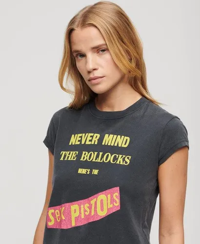 Superdry Damen Sex Pistols Limited Edition Band T-Shirt Dunkelgrau