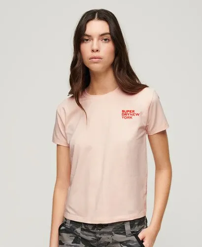Superdry Damen Sport Luxe T-Shirt mit Grafik Pink