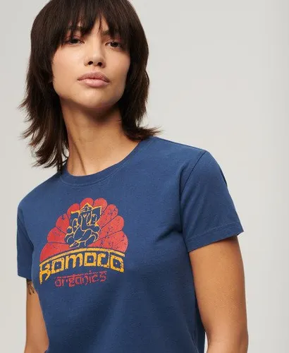 Superdry Damen x Komodo Ganesh Figurbetontes T-Shirt Marineblau