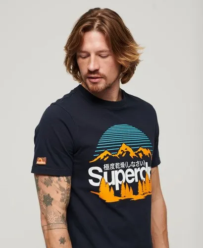 Superdry Herren Great Outdoors T-Shirt mit Grafik Marineblau