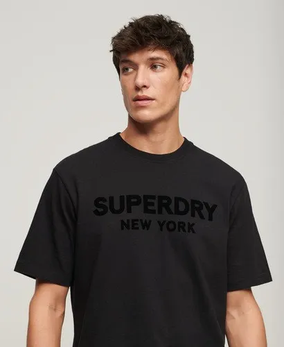 Superdry Herren Luxuriöses, Sportliches T-Shirt in Lockerer Passform Schwarz