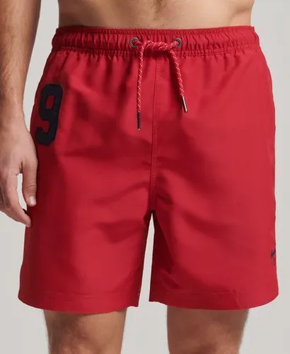Superdry Herren Polo Badeshorts aus Recyceltem Material Rot