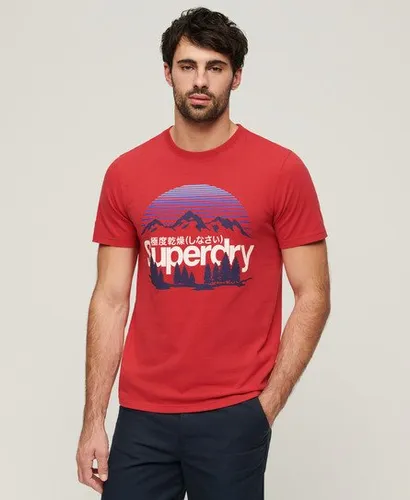 Superdry Herren Rot Great Outdoors T-Shirt mit Grafik Logo-Druck