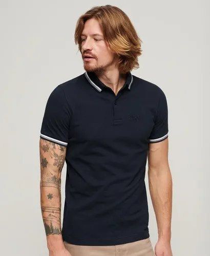 Superdry Herren Sportswear Polohemd mit Randstreifen Marineblau