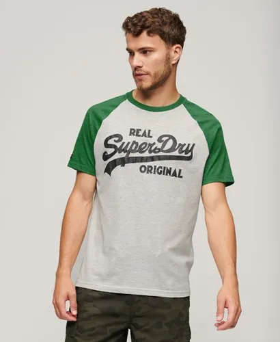 Superdry Men's Athletic T-Shirt mit Raglanärmeln und Vintage-Logo Grau