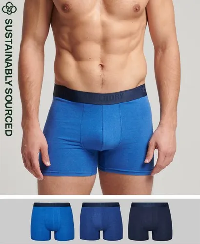 Superdry Men's Boxershorts aus Bio-Baumwolle im 3er-Pack Blau