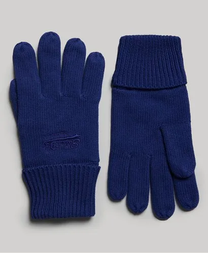 Superdry Men's Einfarbige Essential Strickhandschuhe Blau