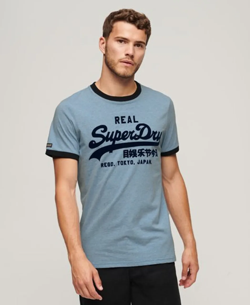 Superdry Men's Farblich Abgestimmtes Vintage Logo T-Shirt Hellblau
