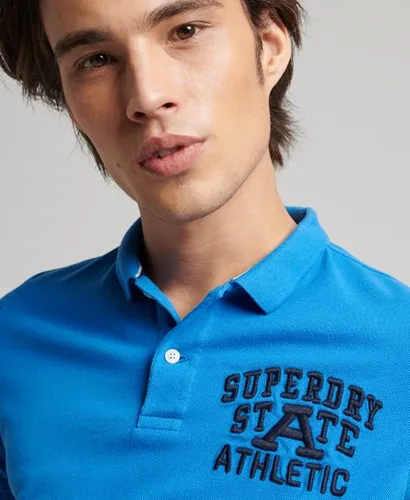 Superdry Men's Herren Blau Superstate Polohemd Bestickt