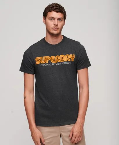 Superdry Men's Herren Marineblau Retro Repeat T-Shirt mit Logo-Druck