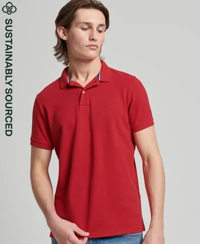Superdry Men's Klassisches Pikee-Polohemd aus Bio-Baumwolle Rot