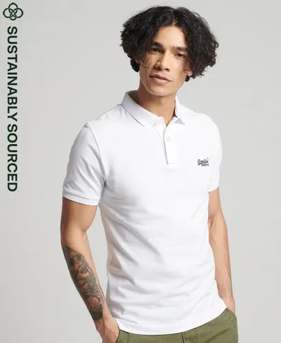 Superdry Men's Klassisches Pikee-Polohemd aus Bio-Baumwolle Weiß