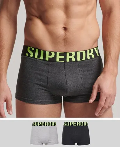 Superdry Men's Unterhosen aus Bio-Baumwolle mit Logo, Doppelpack Grau