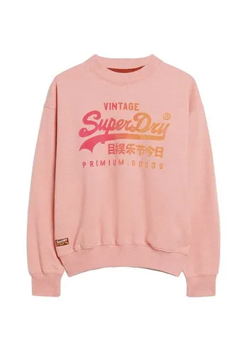 Superdry Sweater Superdry Damen Sweatshirt TONAL VL LOOSE SWEATSHIRT Peach Pink Marl