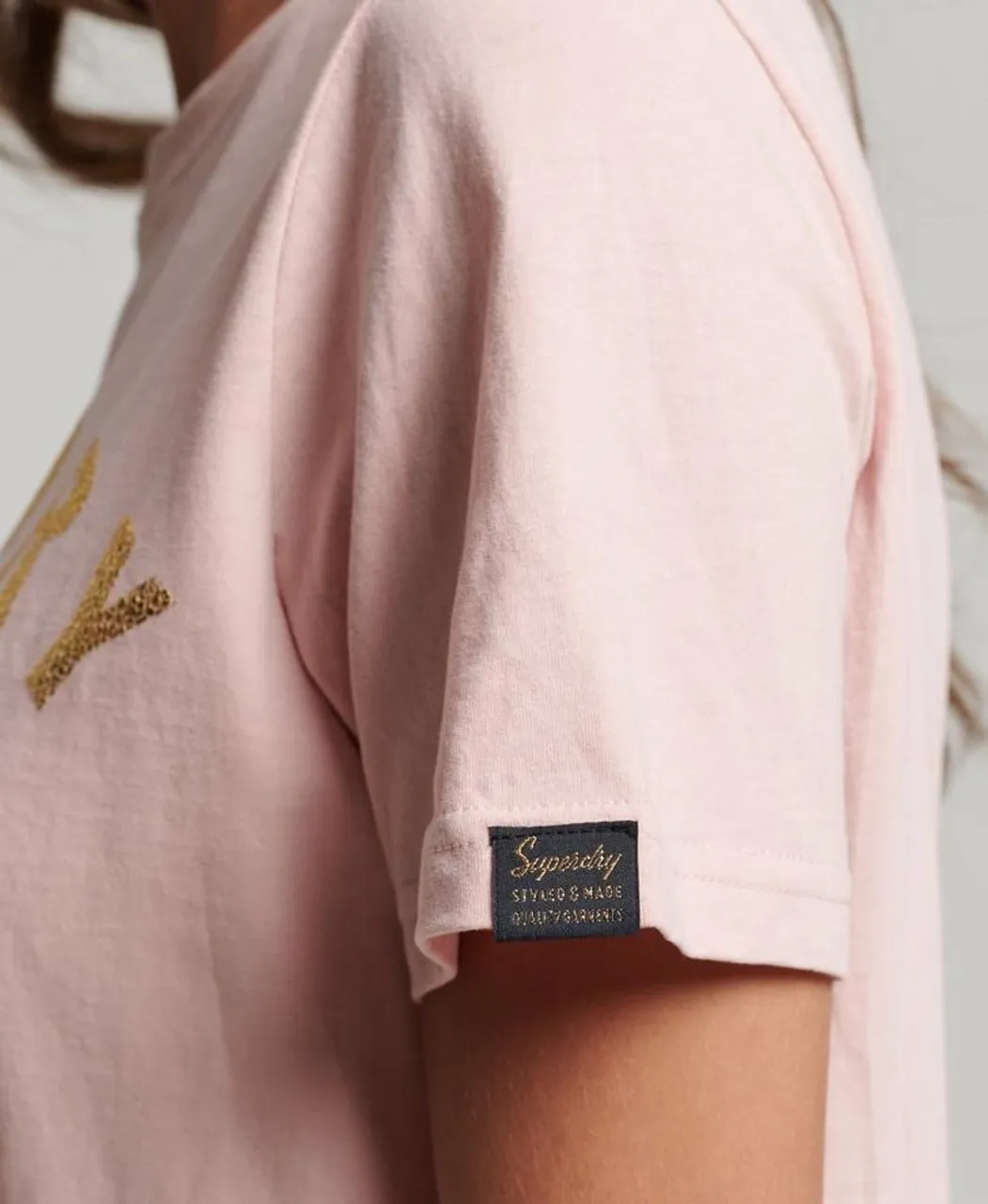 Superdry T-Shirt LUXE METALLIC LOGO T SHIRT Vintage Blush Pink