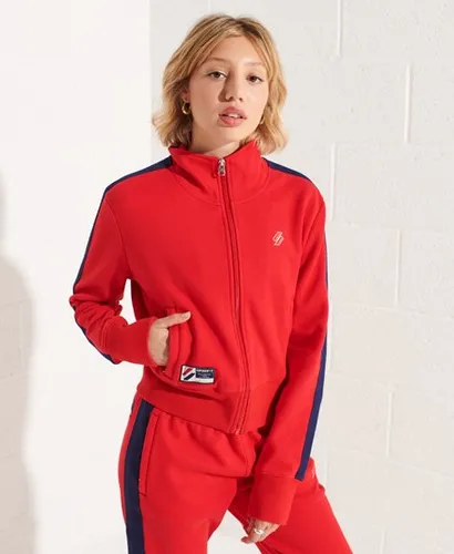 Superdry Women's Code Trainingsjacke mit Streifen Rot