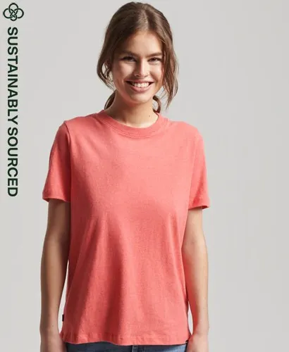 Superdry Women's Essential T-Shirt aus Bio-Baumwolle mit Logo Koralle
