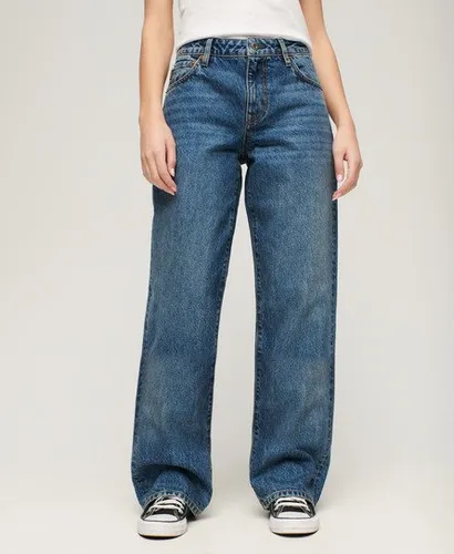 Superdry Women's Jeans aus Bio-Baumwolle mit Mittlerer Leibhöhe Dunkelblau