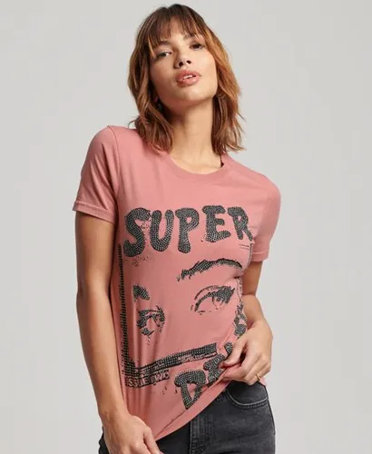 Superdry Women's Lo-Fi Poster T-Shirt Pink
