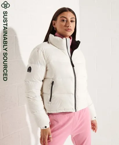 Superdry Women's Luxe Alpine Daunenjacke mit Wattierung Weiß