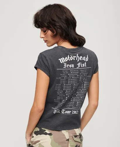 Superdry Women's Motörhead x Band-T-Shirt mit Flügelärmeln Schwarz