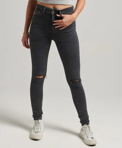 Superdry Women's Skinny Jeans aus Bio-Baumwolle mit Hohem Bund Schwarz