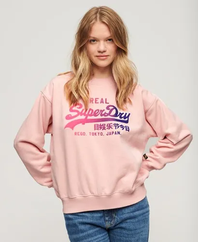 Superdry Women's Sweatshirt mit Farblich Abgestimmtem Vintage-Grafiklogo Pink