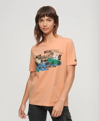 Superdry Women's T-Shirt mit Japanischem Vintage-Grafiklogo Orange