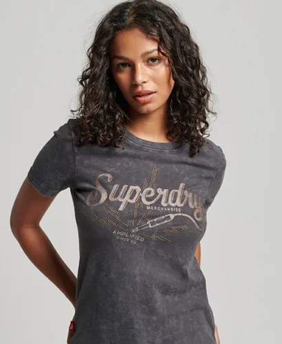 Superdry Women's Vintage Merch Store Skinny T-Shirt Schwarz