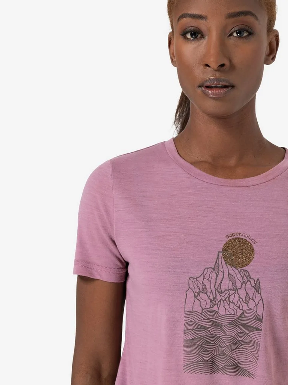 SUPER.NATURAL T-Shirt für Damen, Merino PREIKESTOLEN CLIFFS Berg Motiv, casual