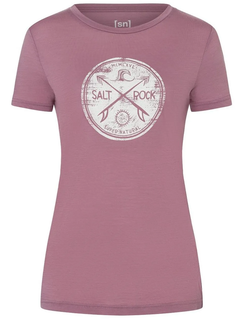 SUPER.NATURAL T-Shirt für Damen, Merino SALT & ROCK Meer Motiv, atmungsaktiv