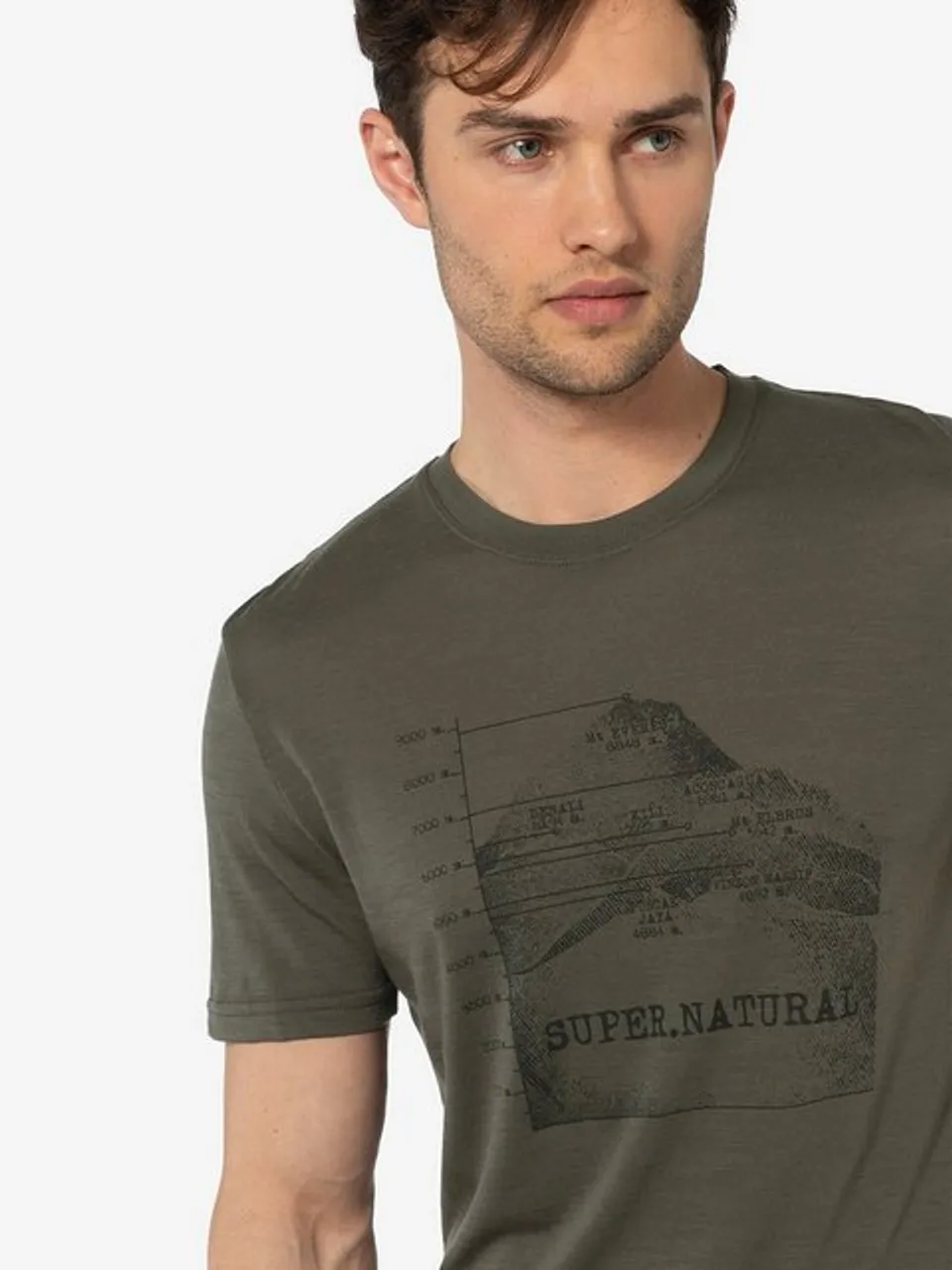 SUPER.NATURAL T-Shirt für Herren, Merino 7 PEAKS TEE Berg Motiv, atmungsaktiv