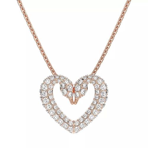 Swarovski Halskette - Una Necklace Heart Medium gold-tone plated - Gr. unisize - in Weiß - für Damen
