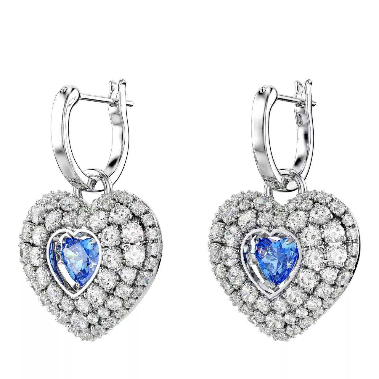Swarovski Ohrringe - Hyperbola drop earrings, Heart, Rhodium plated - Gr. unisize - in Blau - für Damen