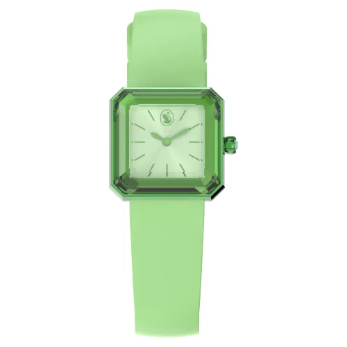 Swarovski Uhr, Grüne Damenuhr mit Silikonarmband und