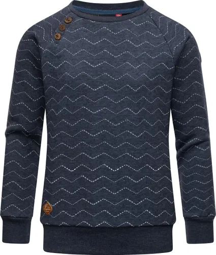 Sweater RAGWEAR "Darinka Zig Zag" Gr. 128, blau (navy) Mädchen Sweatshirts stylisches Sweatshirt mit Zick-Zack-Muster