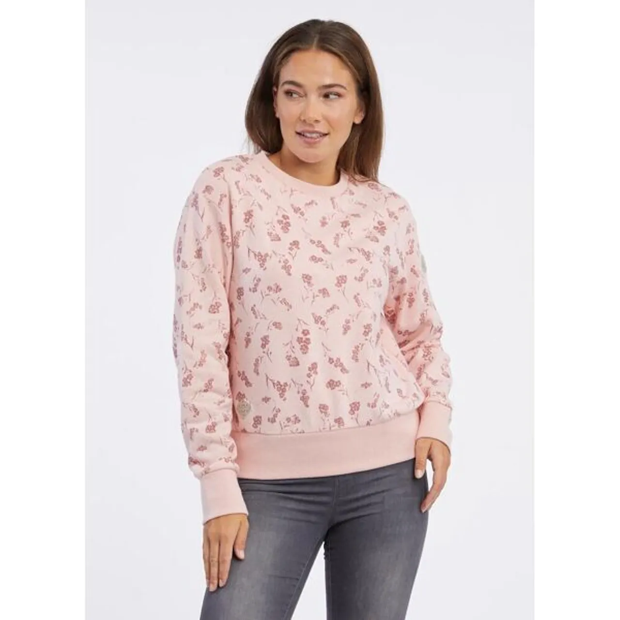 Sweater RAGWEAR "HEIKKE" Gr. XS (34), rosa (light pink) Damen Sweatshirts mit sommerlichem Alloverdruck
