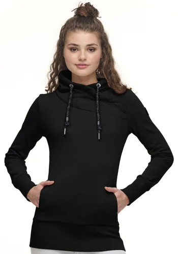 Sweater RAGWEAR "NESKA O" Gr. XL (42), schwarz (1010 black) Damen Sweatshirts mit asymetrischem Schalkragen