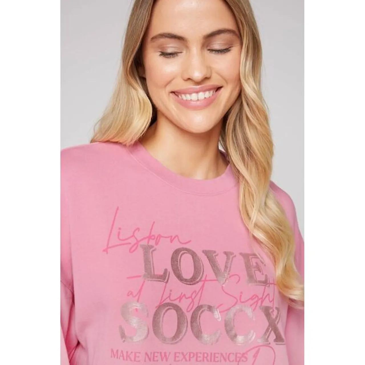 Sweater SOCCX Gr. S, pink (happy pink) Damen Sweatshirts Oversize Shirts